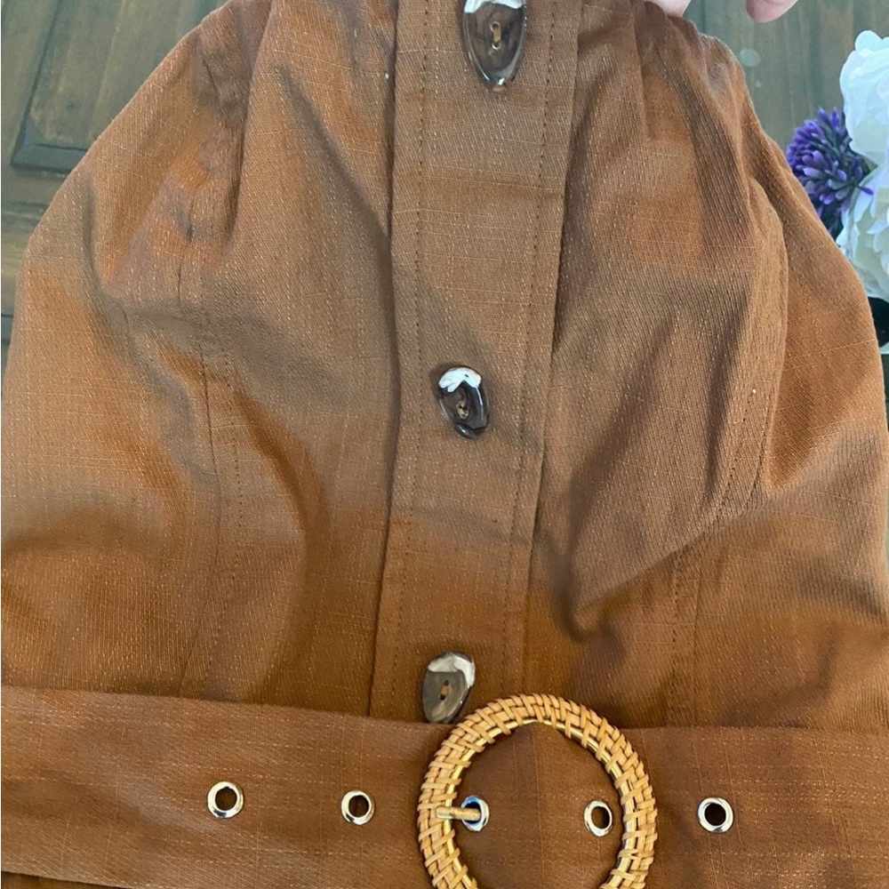 Lulu’s Strapless Brown Dress with Rattan Belt Soze XS - Picture 3 of 12
